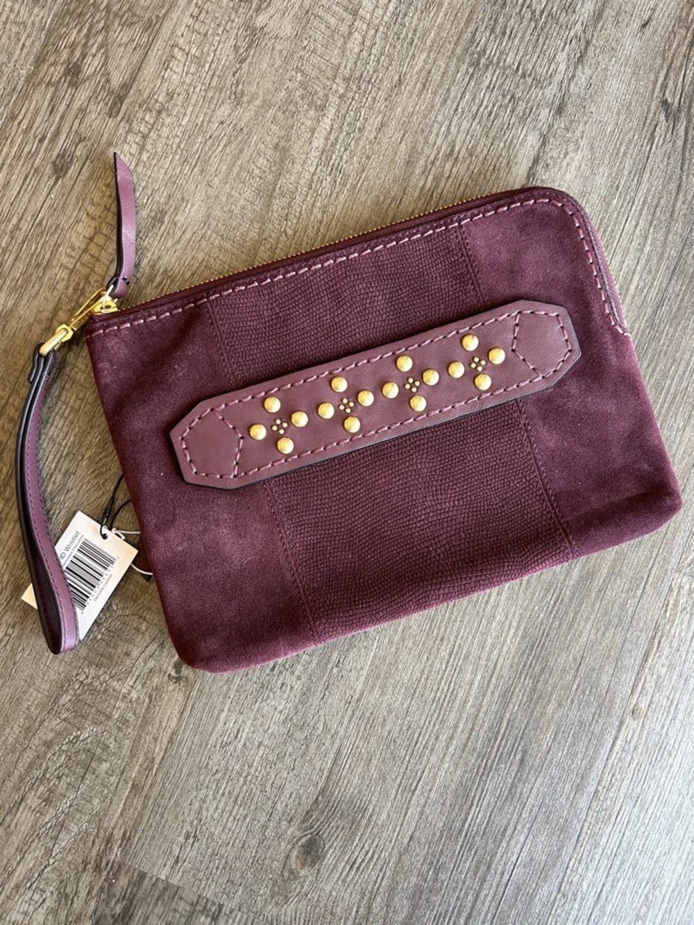 NWT Vera Bradley Wristlet Clutch in Burgundy with Gold Stud Accents